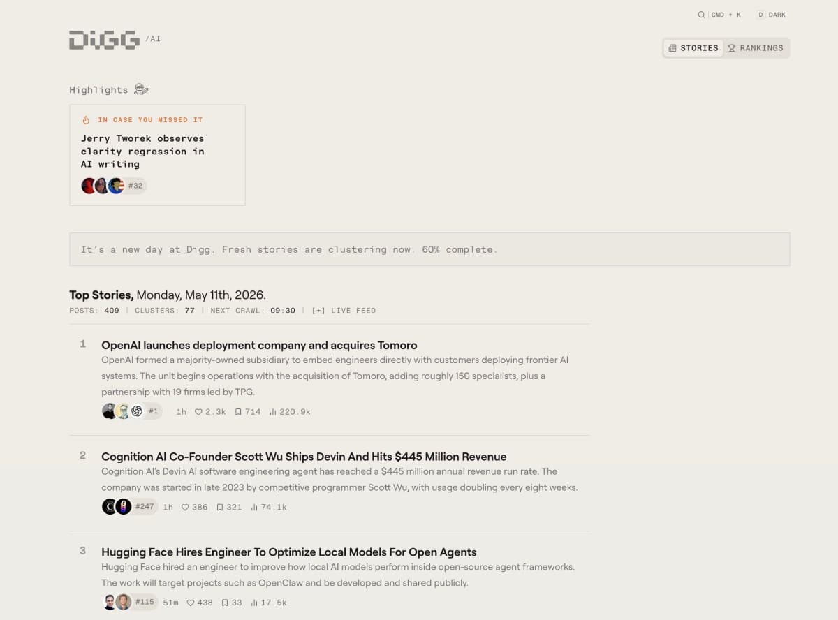 Digg Pivots to AI-Powered News Curation Platform